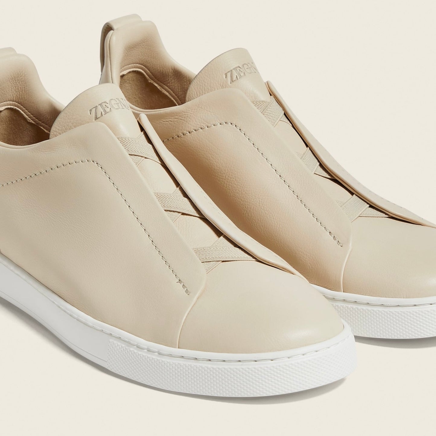 Zegna LIGHT BEIGE TRIPLE STITCH™ SECONDSKIN SNEAKERS