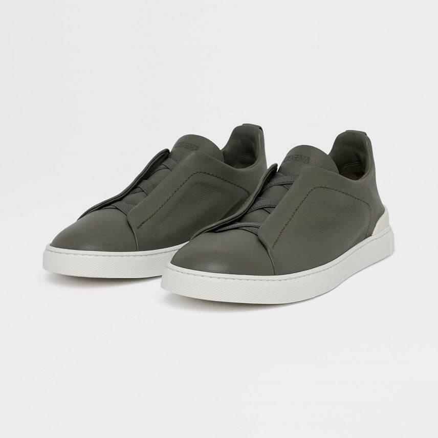 ZEGNA LIGHT ARMY GREEN TRIPLE STITCH™ SECONDSKIN SNEAKERS