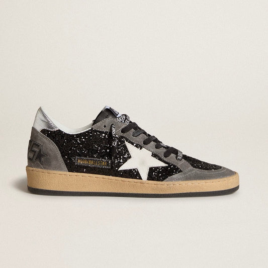 Golden Goose Ball Star in glitter with leather star and metallic leather heel tab(Women's)