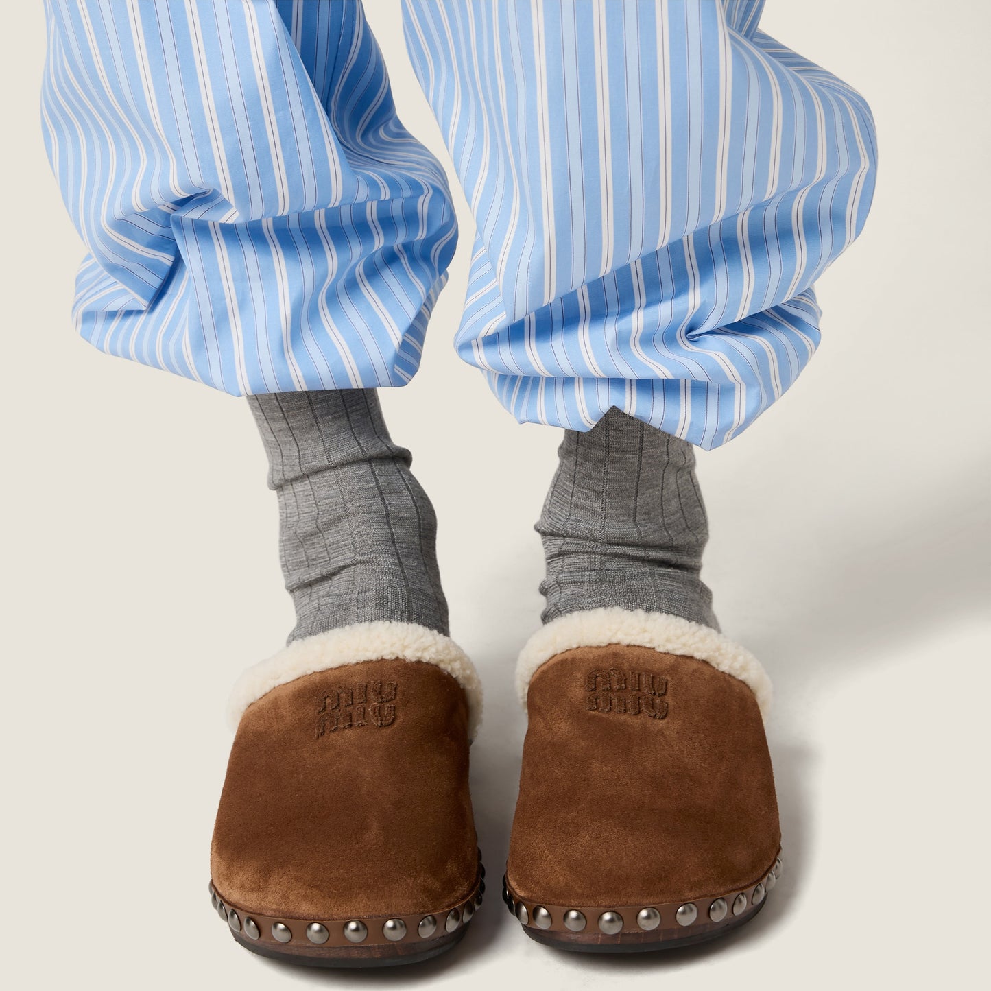 Miu Miu Suede clogs 'Cocoa Brown'