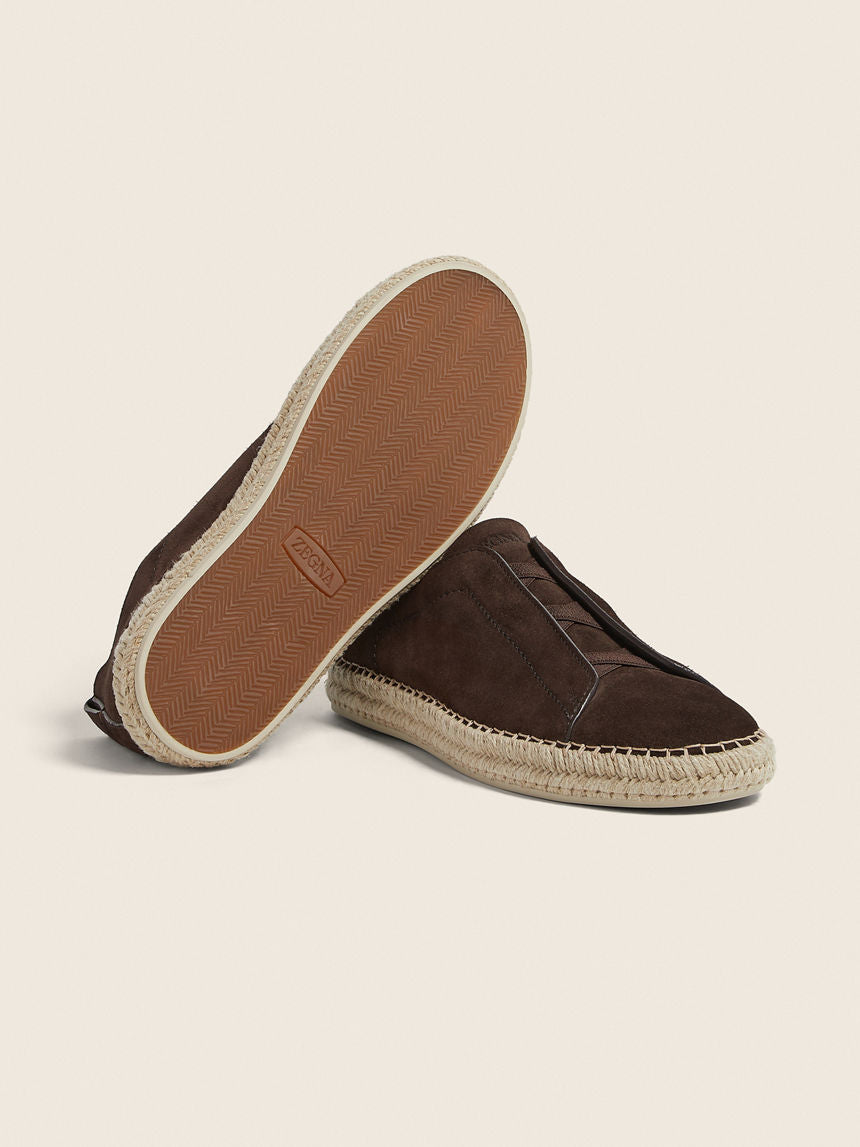Zegna DARK BROWN SUEDE TRIPLE STITCH™ ESPADRILLES