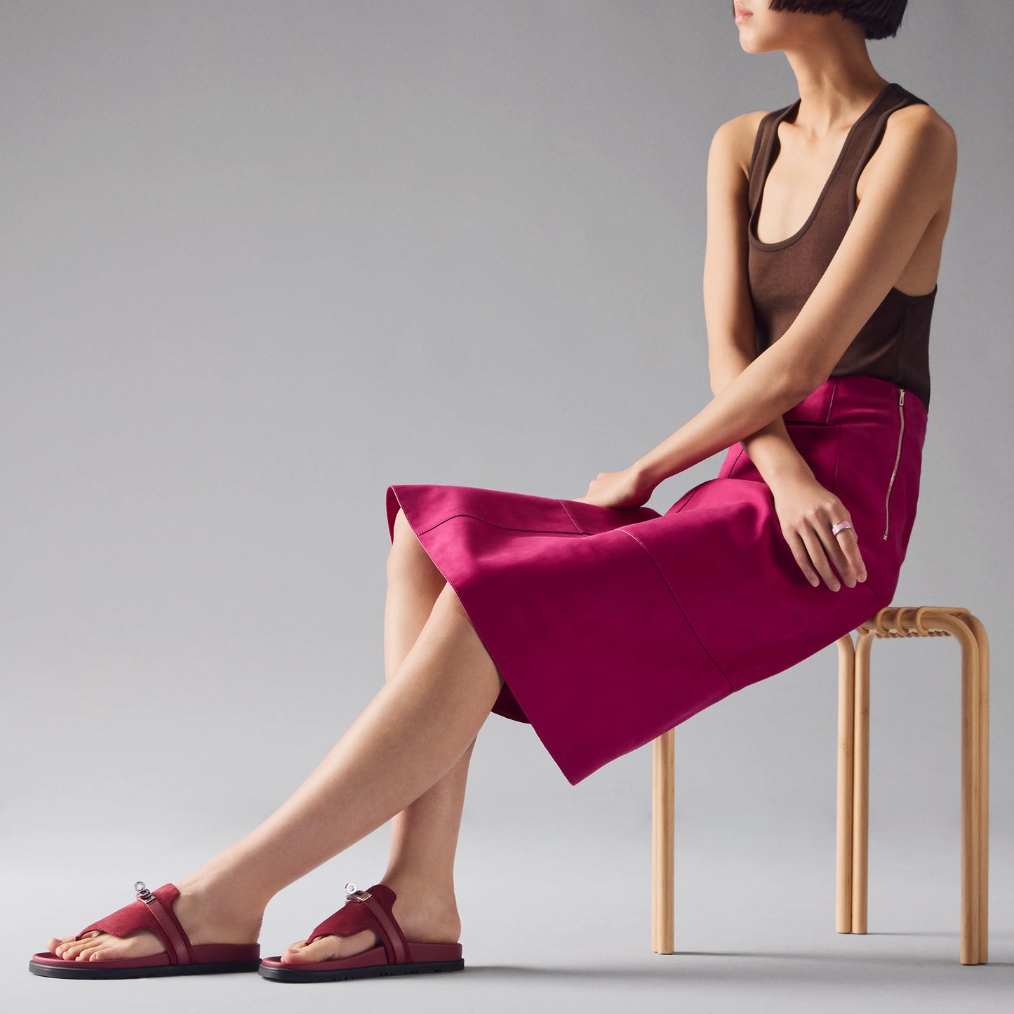 Hermès Empire sandal 'Rose / Lie De Vin'