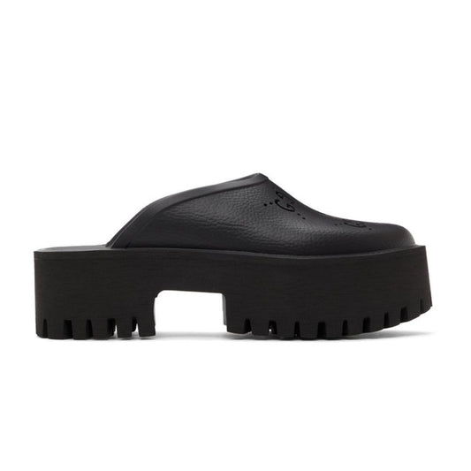 Gucci Platform Perforated G Sandal 'Black'