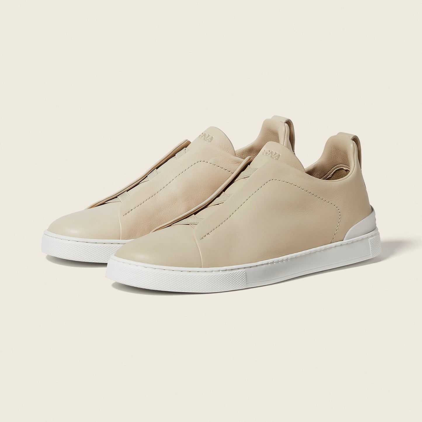 Zegna LIGHT BEIGE TRIPLE STITCH™ SECONDSKIN SNEAKERS