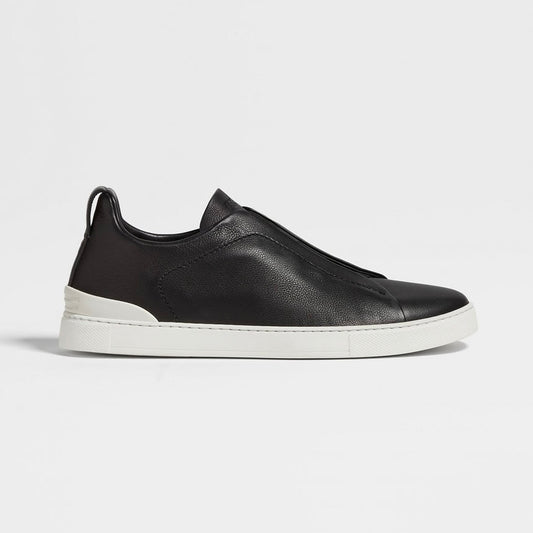 Zegna Triple Stitch leather sneakers BLACK SECONDSKIN TRIPLE STITCH