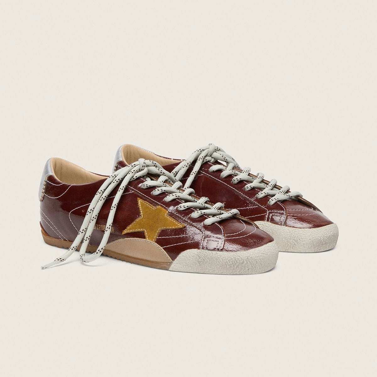 Golden Goose True-Star in burgundy naplak with suede star and silver nappa heel tab (Women's)