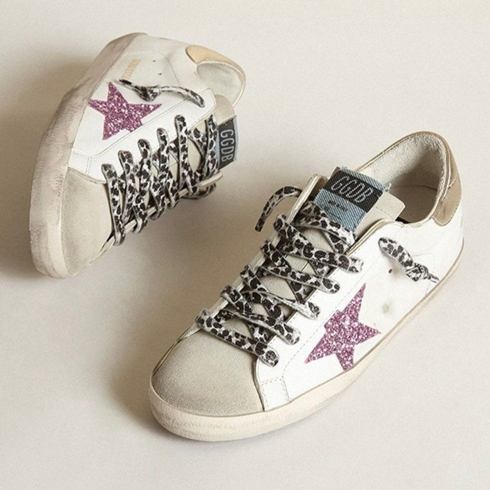 Golden Goose Super-Star with glitter and gold heels tap(Women's)