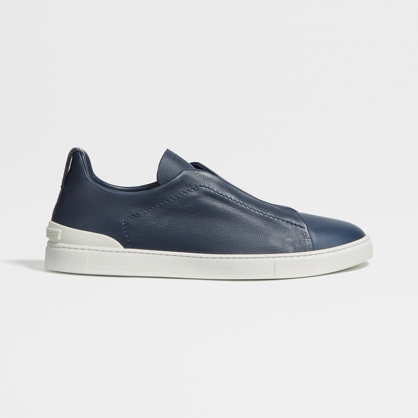 ZEGNA NAVY BLUE DEERSKIN TRIPLE STITCH™ SNEAKERS
