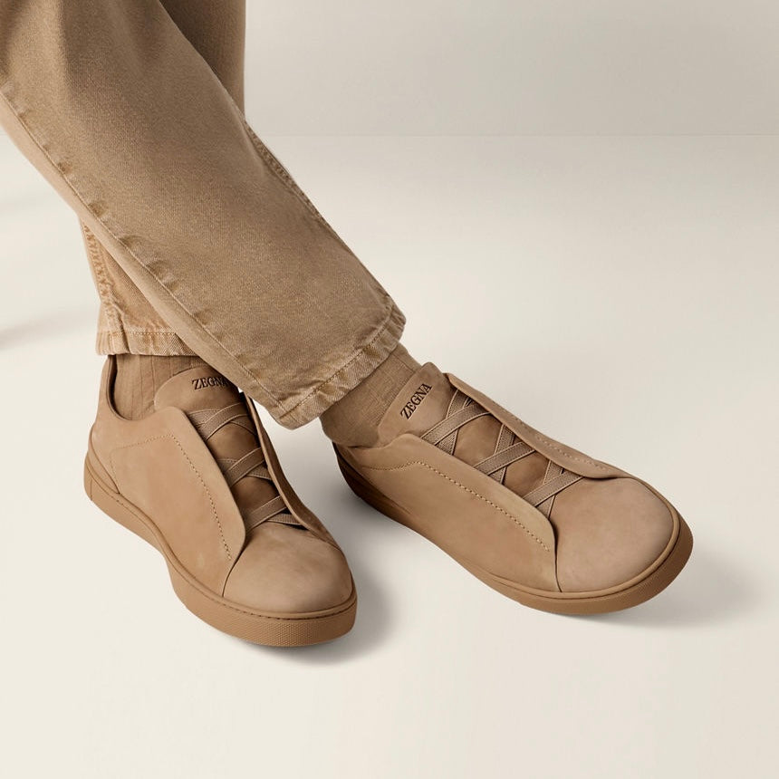 Zegna BEIGE TRIPLE STITCH™ SECONDSKIN SNEAKERS