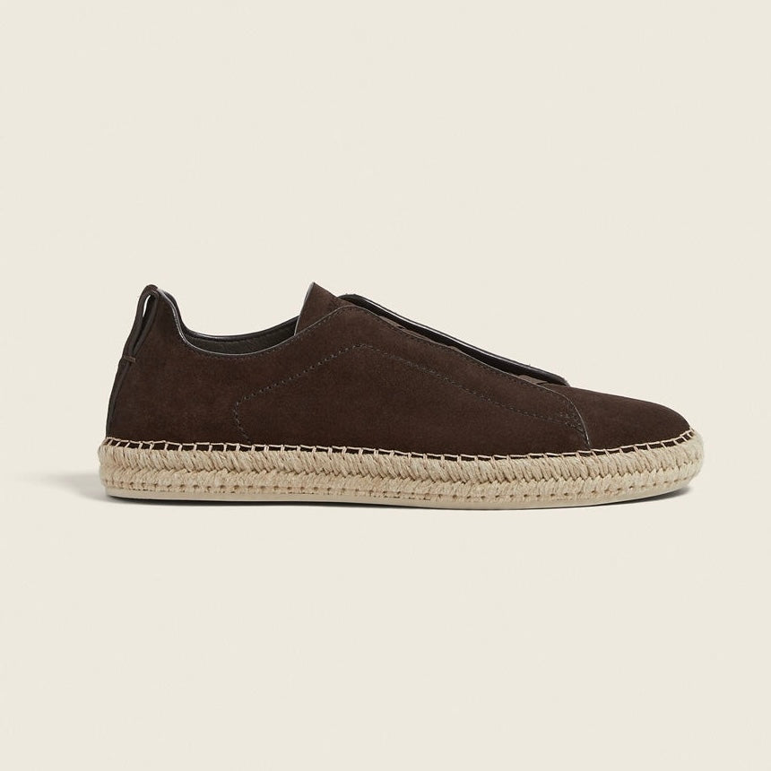 Zegna DARK BROWN SUEDE TRIPLE STITCH™ ESPADRILLES