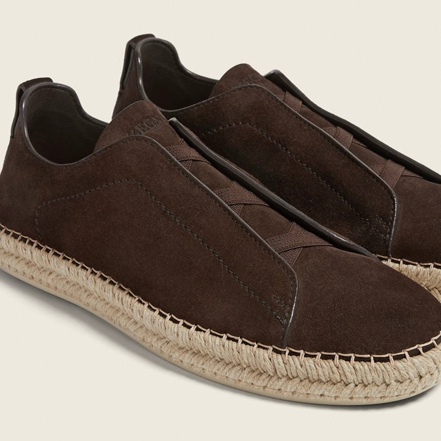 Zegna DARK BROWN SUEDE TRIPLE STITCH™ ESPADRILLES