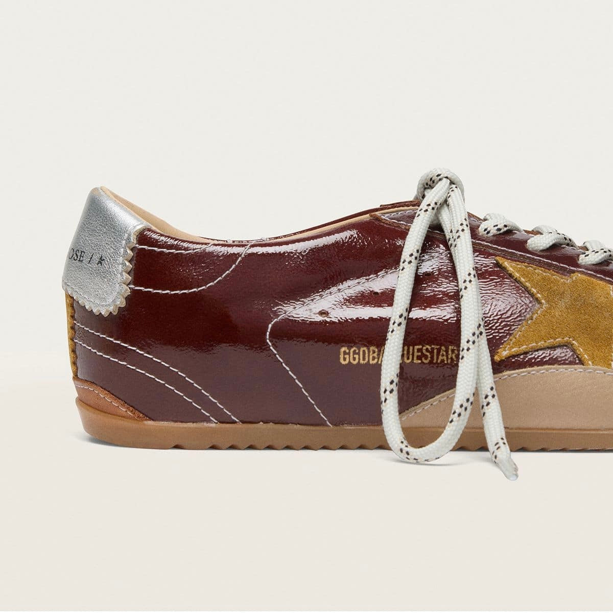 Golden Goose True-Star in burgundy naplak with suede star and silver nappa heel tab (Women's)
