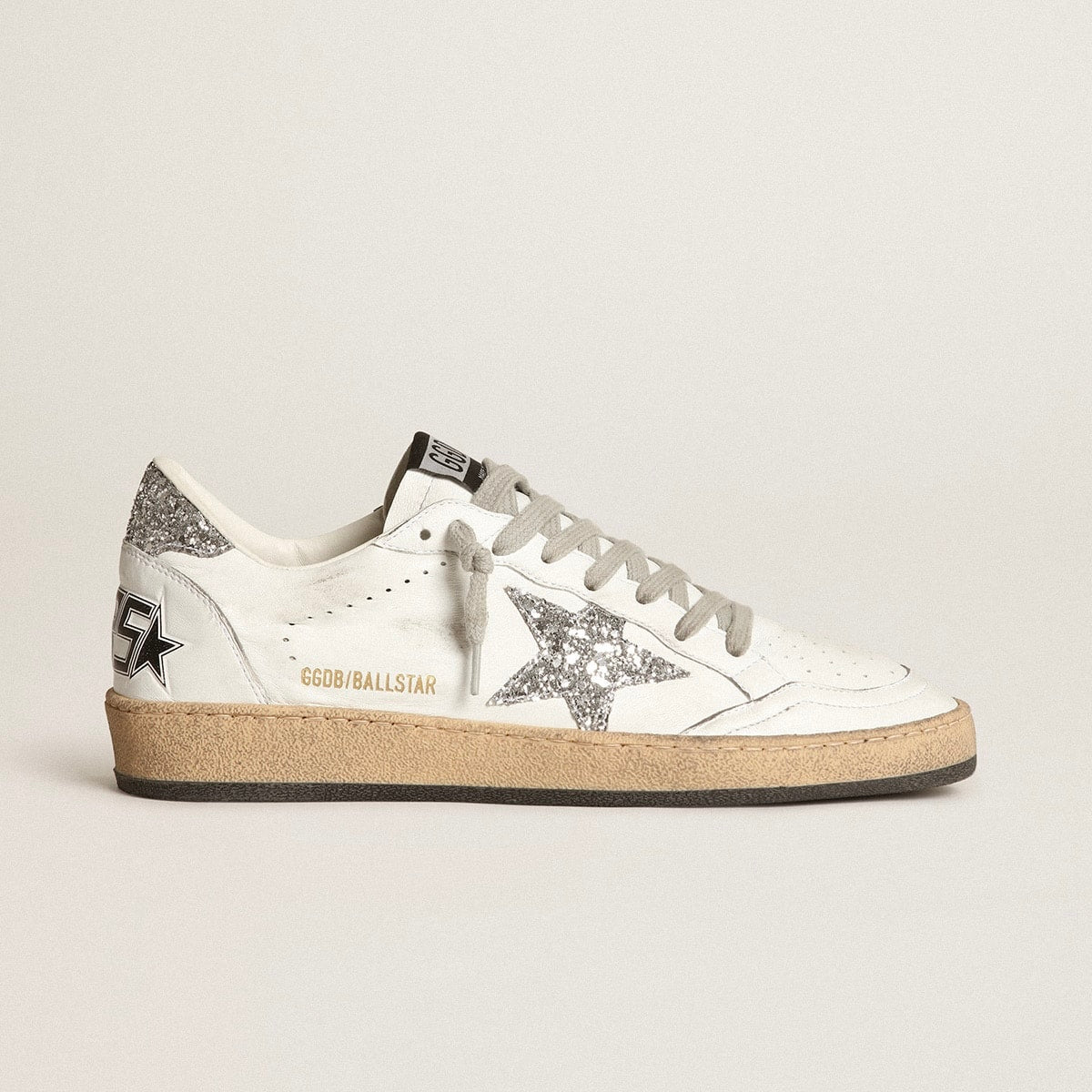 Golden Goose Ball Star in nappa with white star and glitter heel tab(Women's)