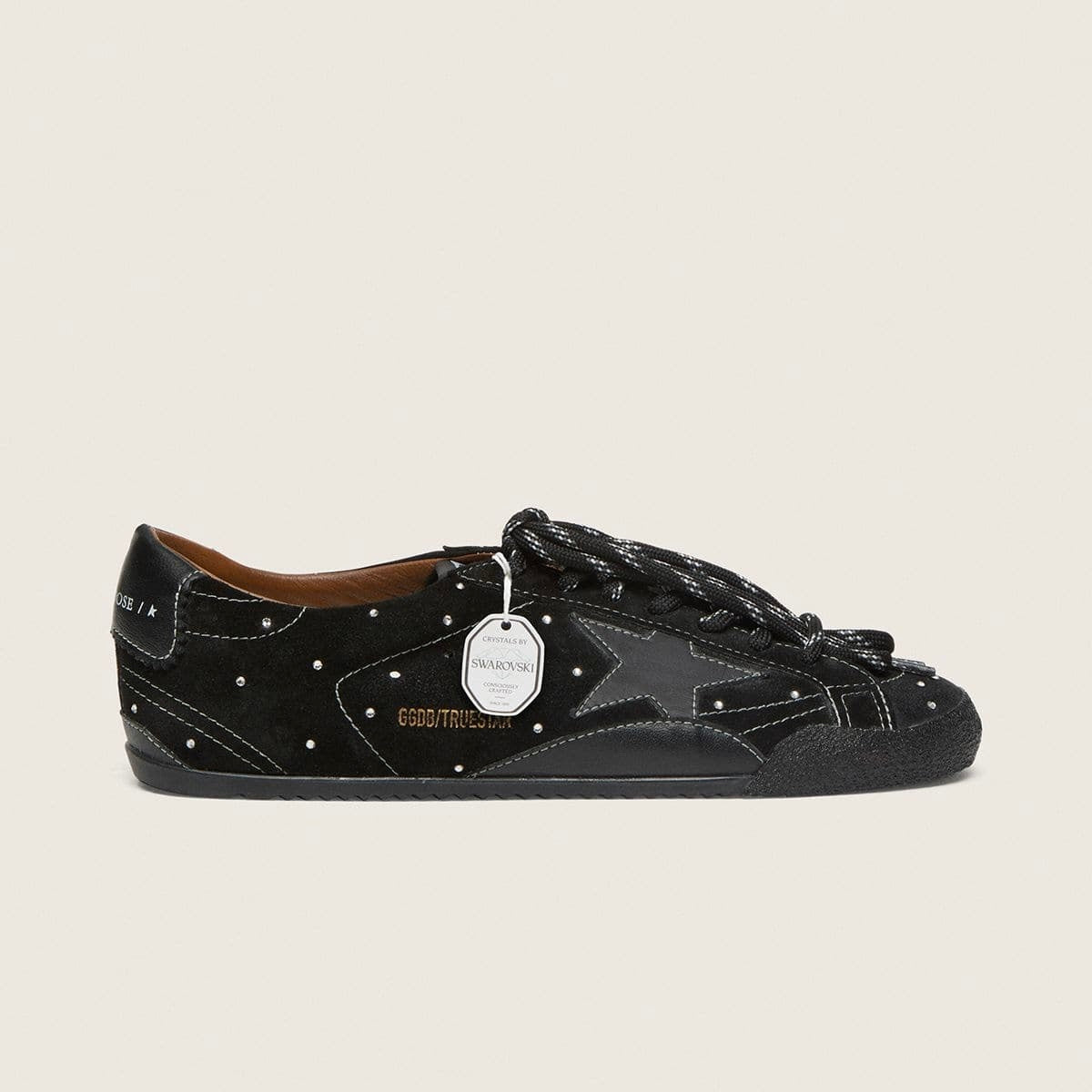 Golden Goose True-Star in black suede with Swarovski crystals and black leather star(Women's)