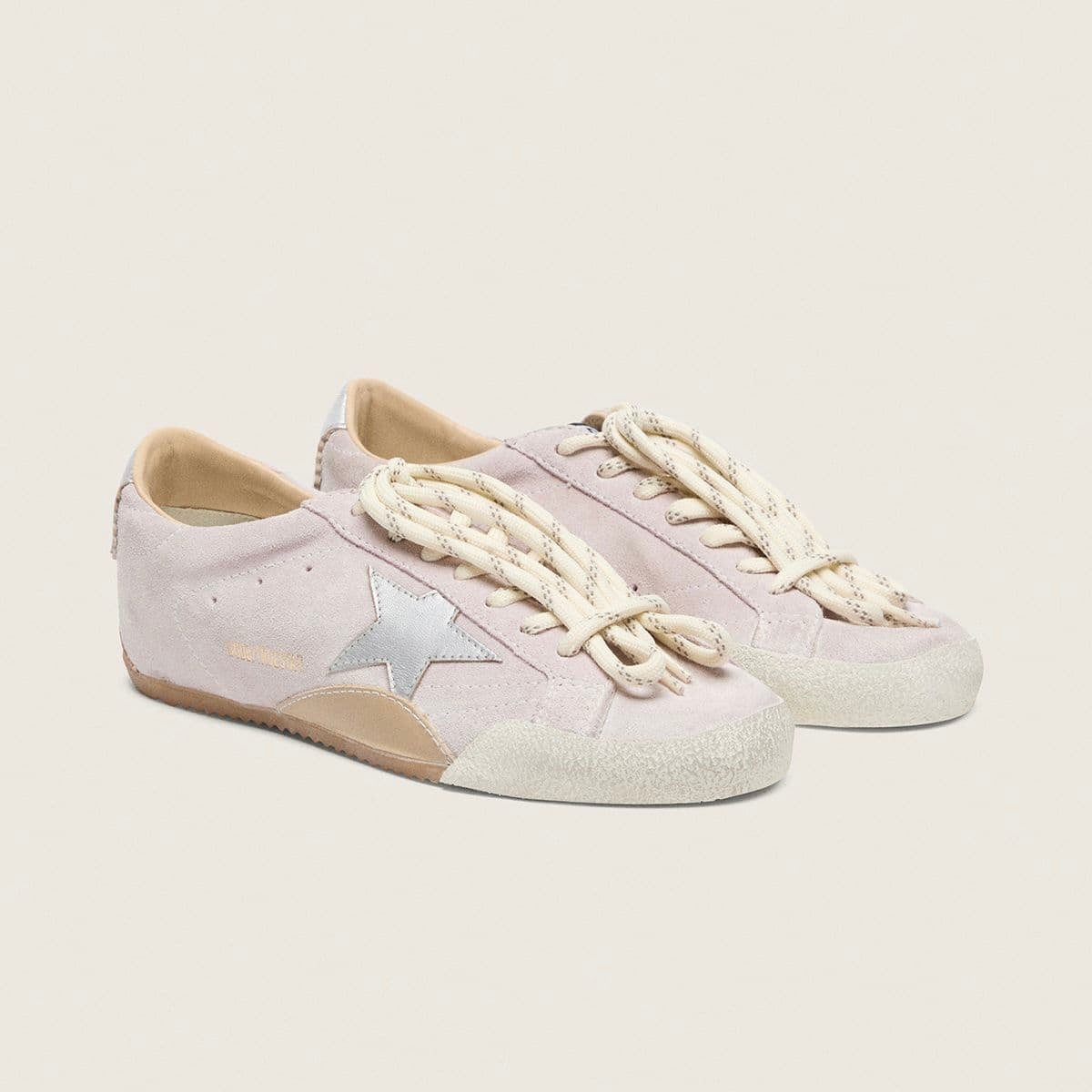 Golden Goos True-Star in pastel pink suede with silver star and heel tab(Women's)