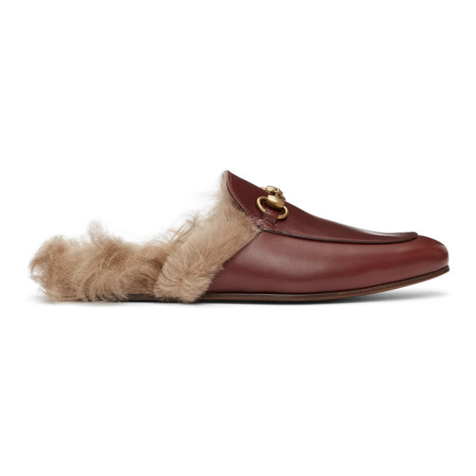 Gucci Burgundy Princetown Loafers