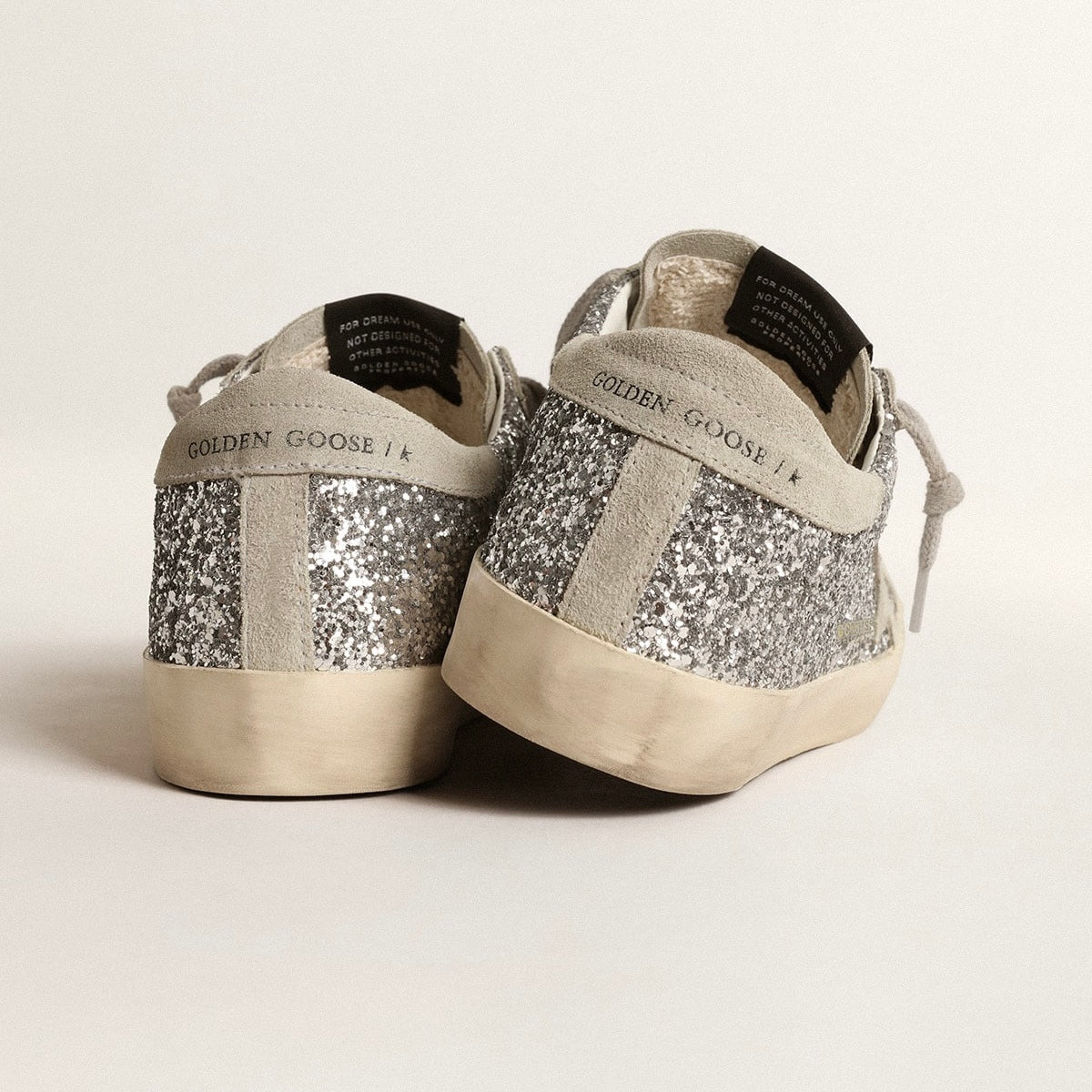Golden Goose Super-Star Super-Star in silver glitter with ice-gray suede star(Women's)