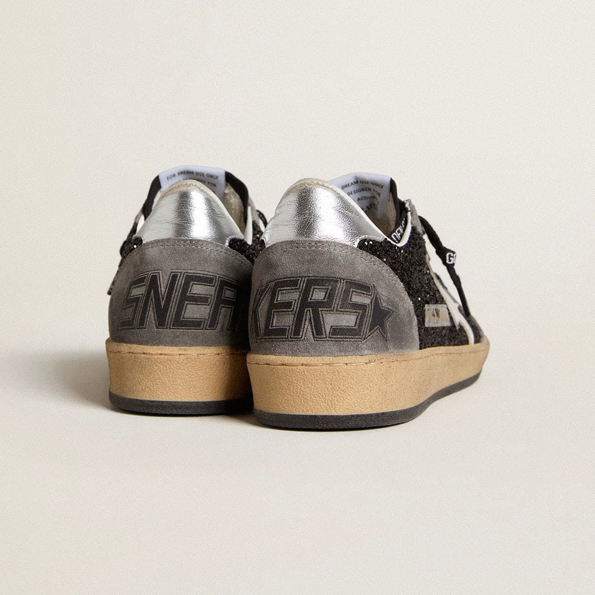 Golden Goose Ball Star in glitter with leather star and metallic leather heel tab(Women's)