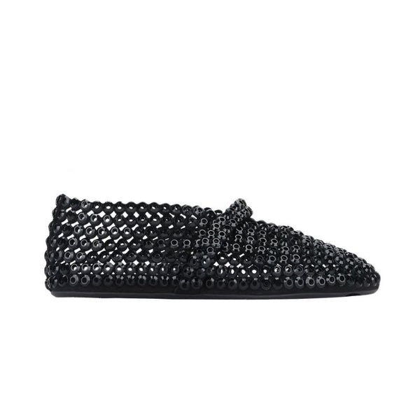 Alaïa Suede Glass-Embellished Ballet Black