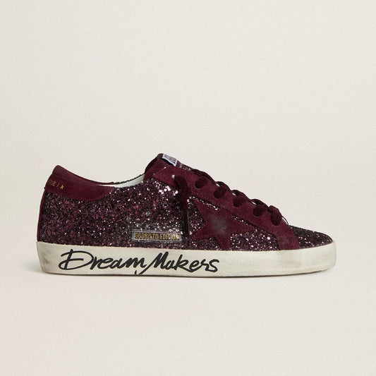 Golden Goose Super-Star LTD in cherry glitter with cherry suede star(Women's)