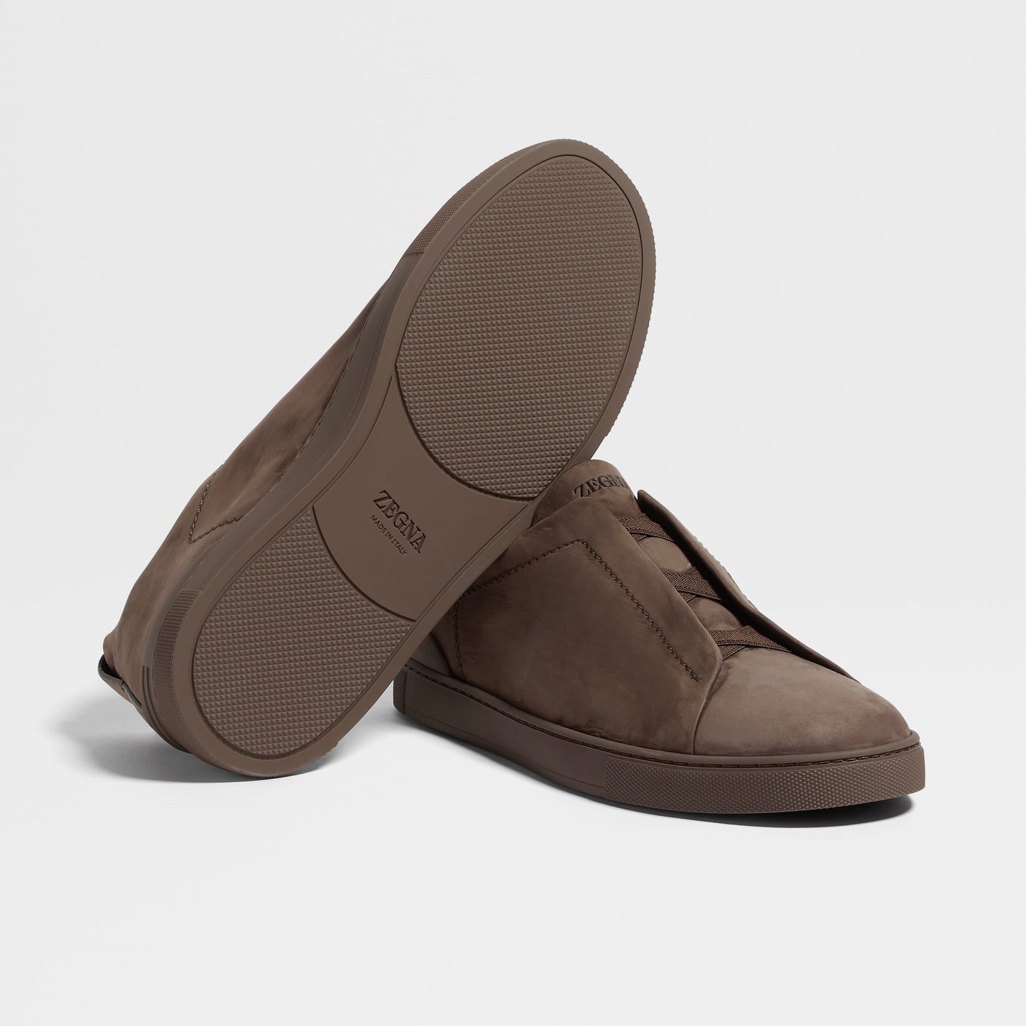 Zegna DARK TAUPE TRIPLE STITCH™ SECONDSKIN NUBUCK SNEAKERS
