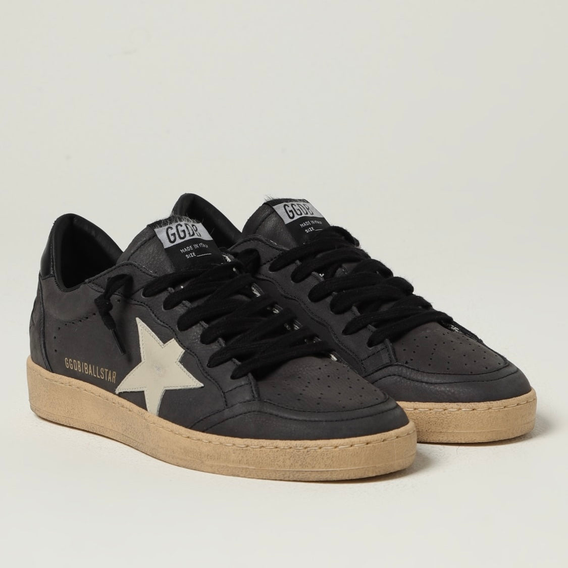 Golden Goose Ball Star in glitter with leather star and metallic leather heel tab Dark Grey Sand(Men)
