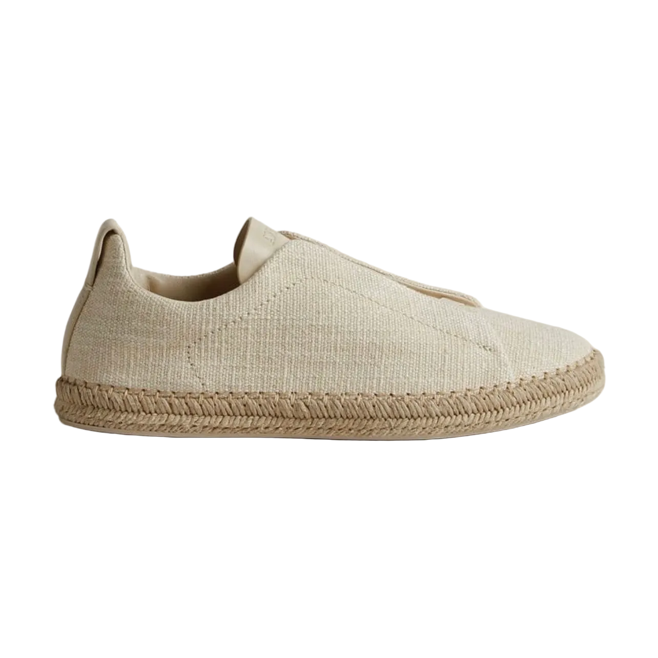 Zegna OFF WHITE LINEN BLEND AND LEATHER TRIPLE STITCH™ ESPADRILLES