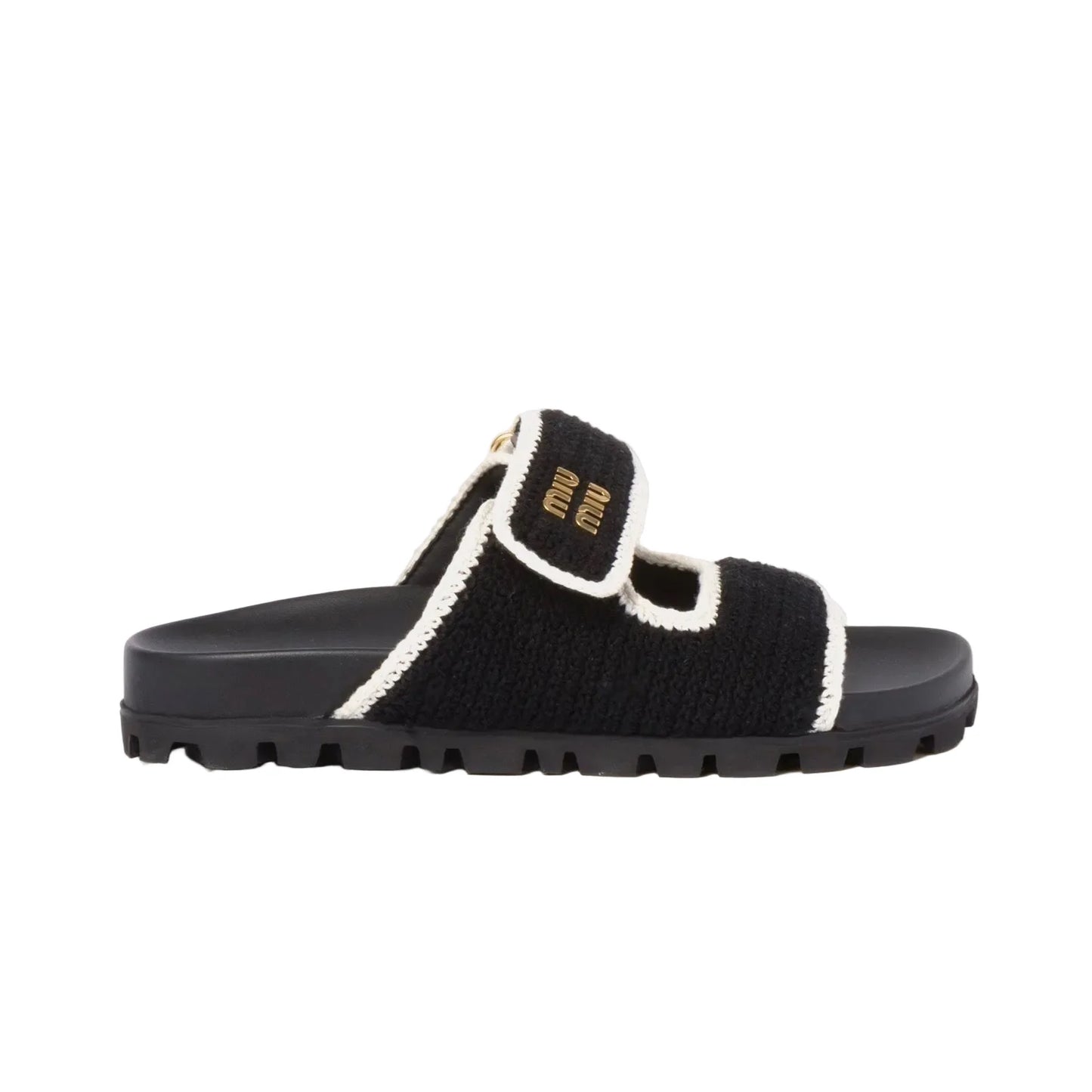 Miu Miu - Crochet Knit Black / Ivory Sandals
