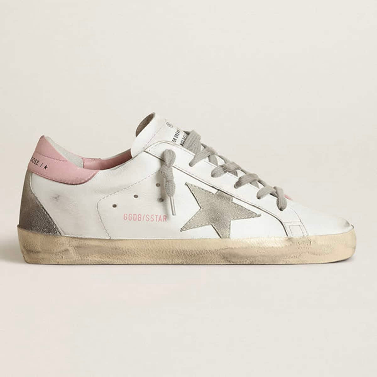 Golden Goose Super-Star with gray suede star and pink leather heel tab(Women's)