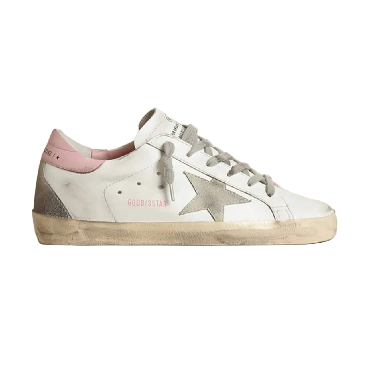 Golden Goose Super-Star with gray suede star and pink leather heel tab(Women's)