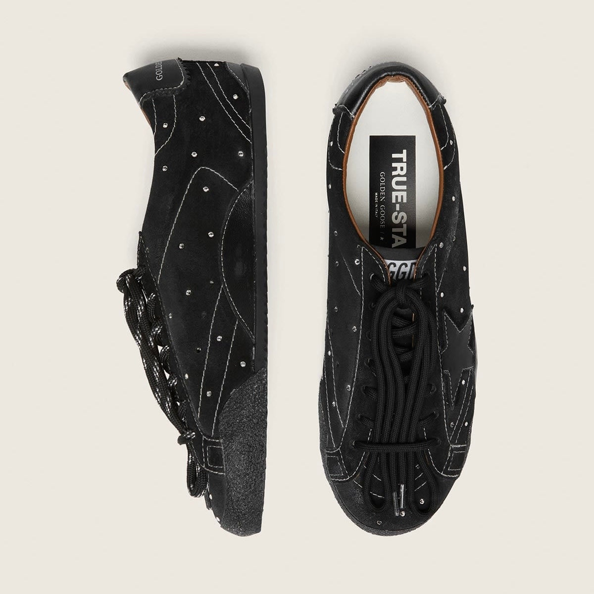 Golden Goose True-Star in black suede with Swarovski crystals and black leather star(Women's)