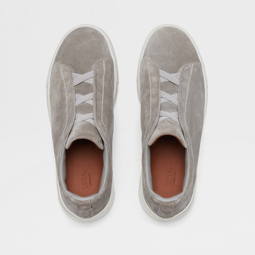 ZEGNA GREY MÉLANGE SUEDE TRIPLE STITCH™ SNEAKERS