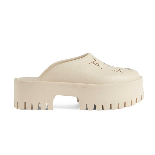 Gucci Platform Perforated G Sandal 'White Rubber'