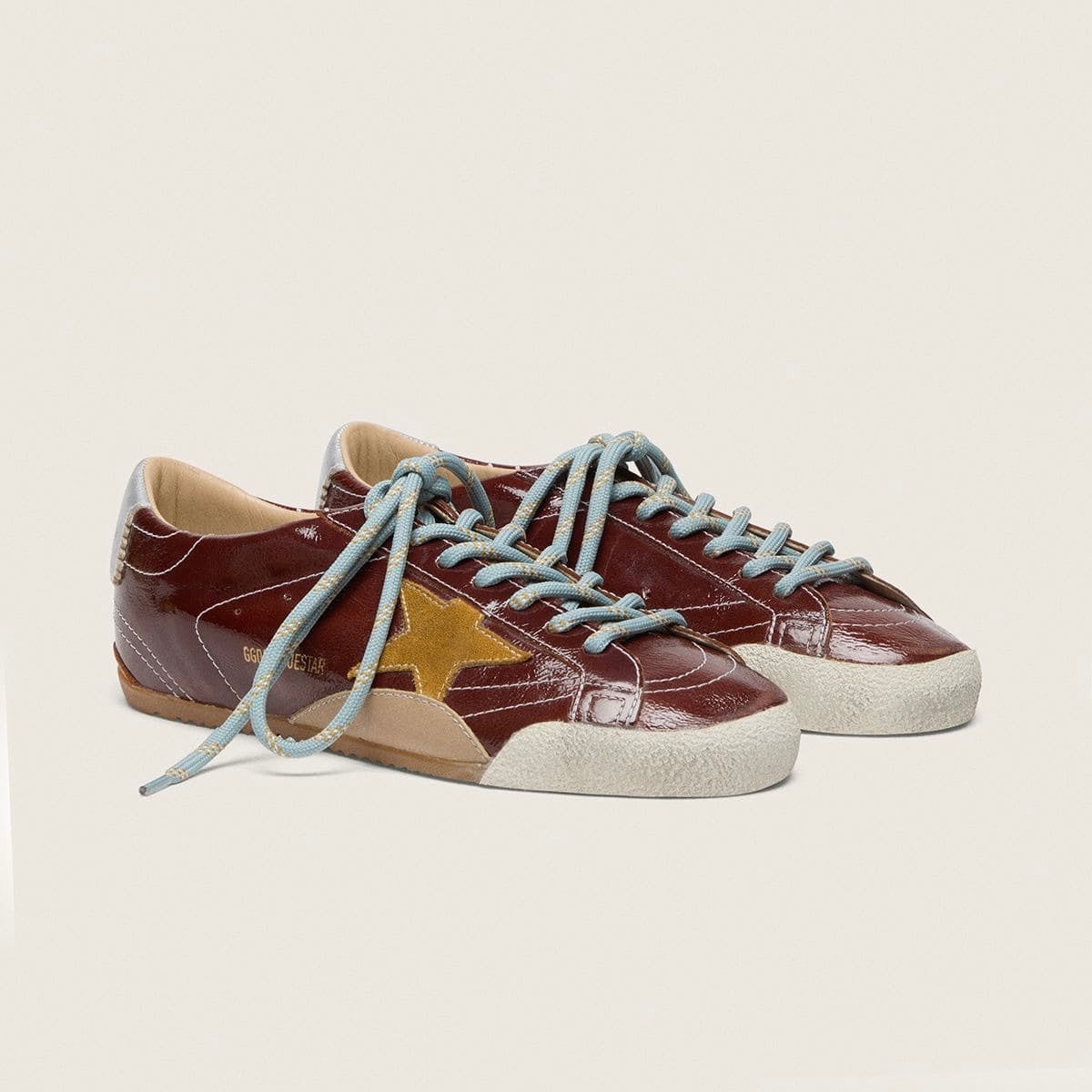 Golden Goose True-Star in burgundy naplak with suede star and silver nappa heel tab (Women's)