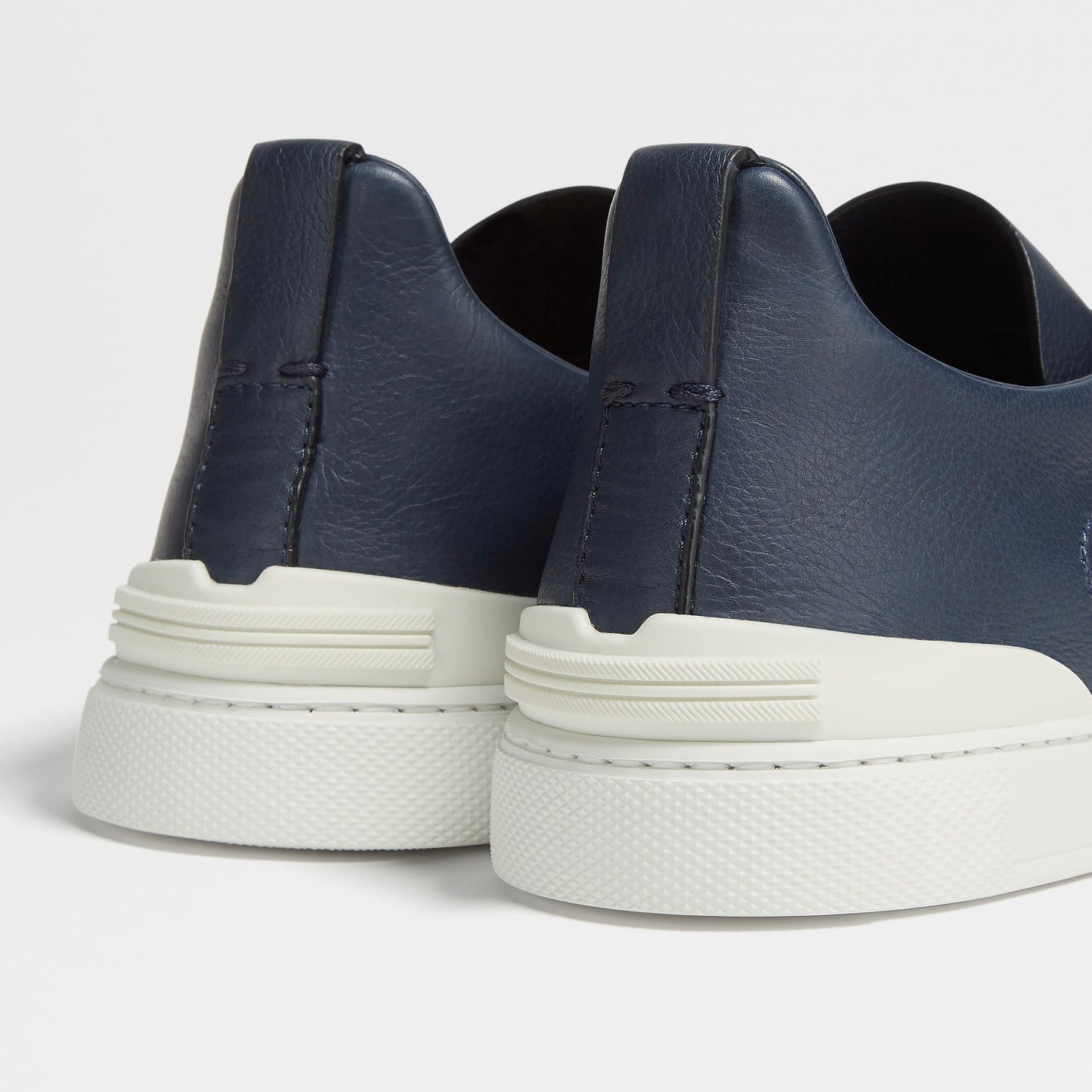 ZEGNA NAVY BLUE DEERSKIN TRIPLE STITCH™ SNEAKERS