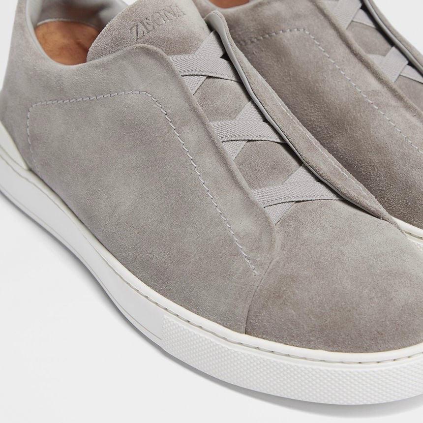 ZEGNA GREY MÉLANGE SUEDE TRIPLE STITCH™ SNEAKERS