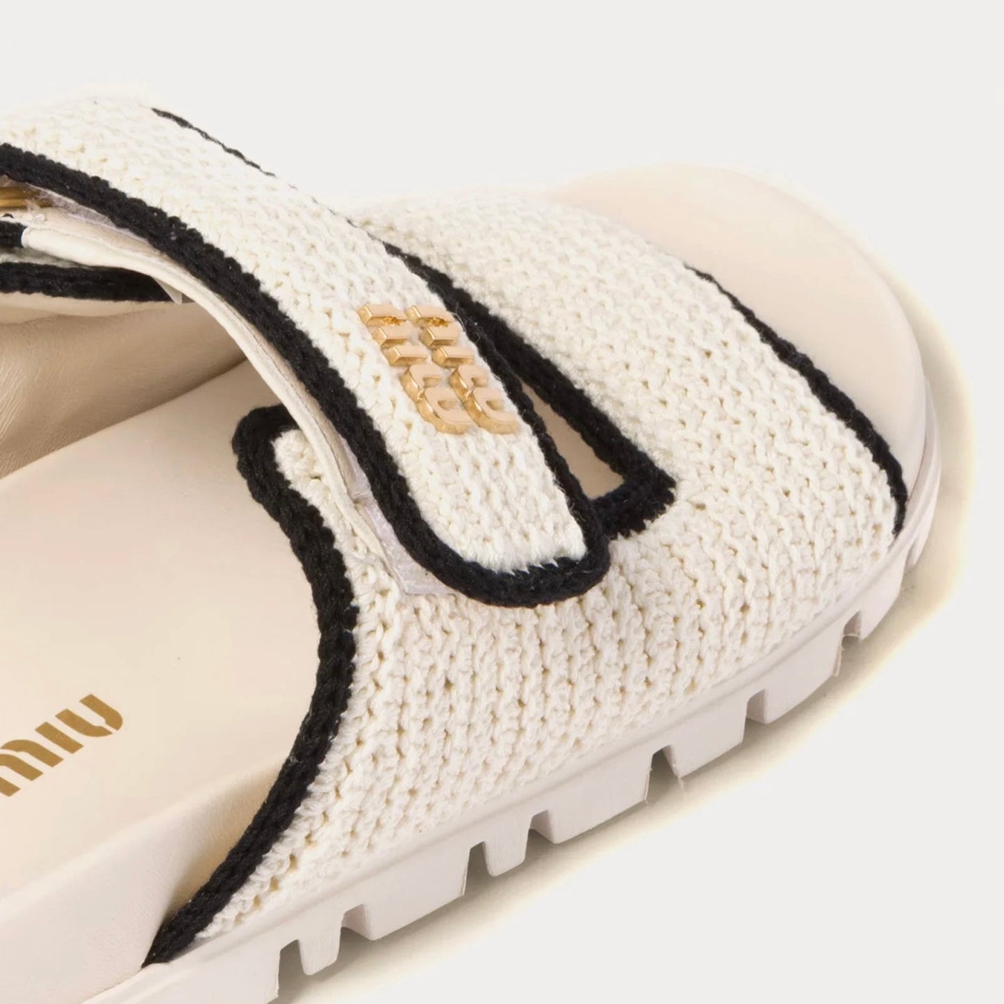 Miu Miu - Crochet Knit Ivory / Black Sandals