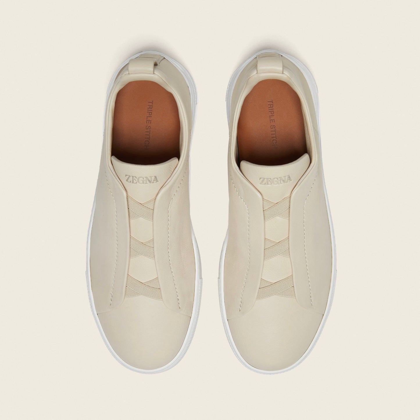 Zegna LIGHT BEIGE TRIPLE STITCH™ SECONDSKIN SNEAKERS