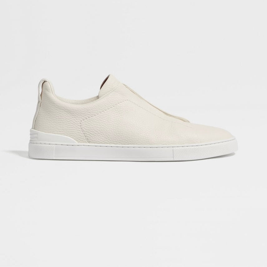 ZEGNA WHITE DEERSKIN TRIPLE STITCH™ SNEAKERS
