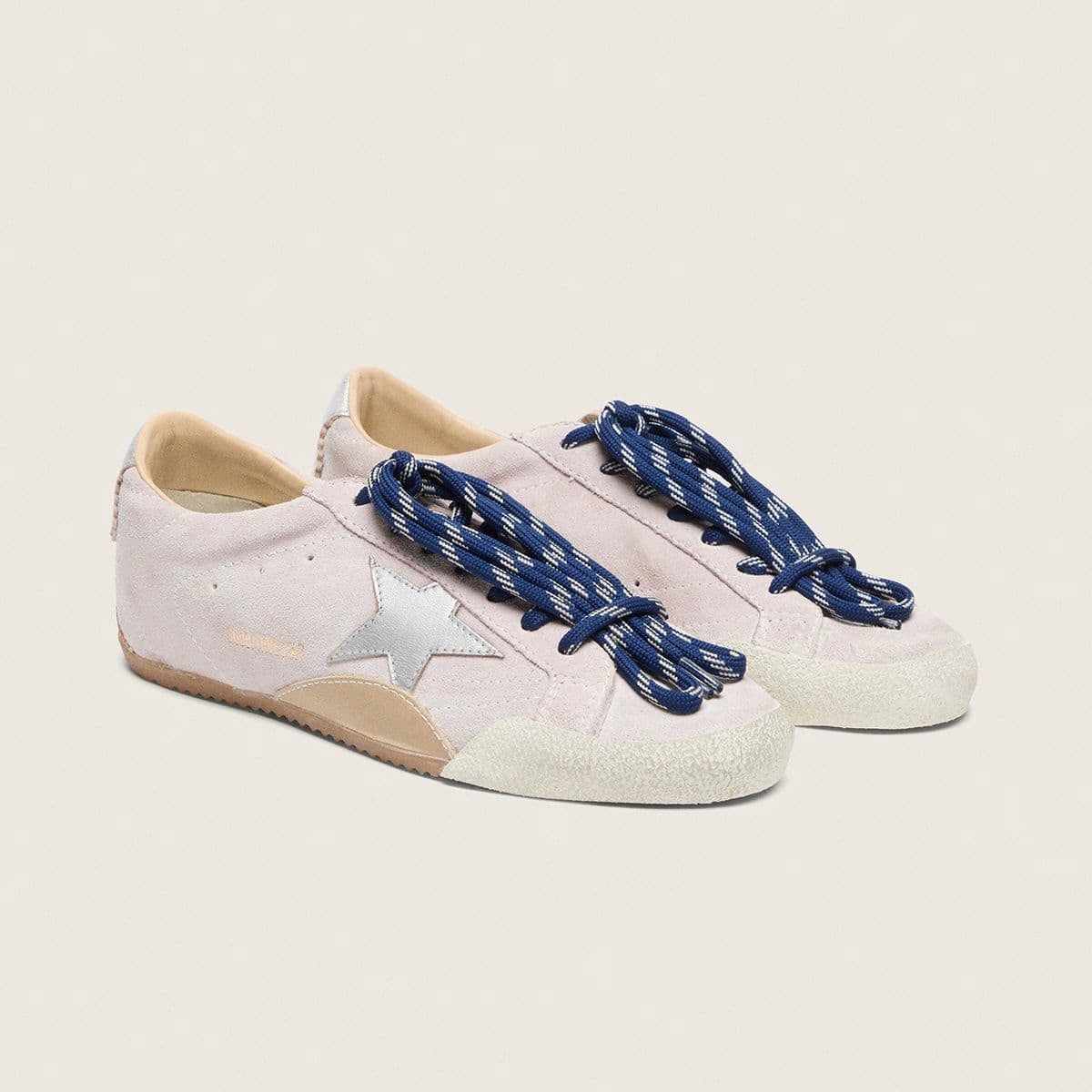 Golden Goos True-Star in pastel pink suede with silver star and heel tab(Women's)